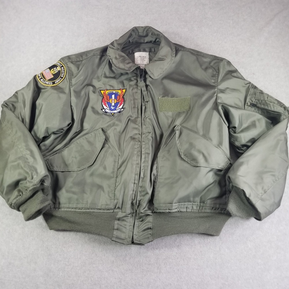 Vintage Isratex CWU-45/P Flight Jacket Mens XL Green Nomex USN Navy 90s Military